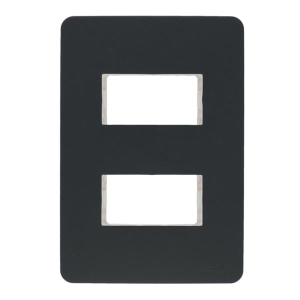 PLACA DE 2 MÓDULOS DECORATIVA PLÁSTICO NEGRO MATE
