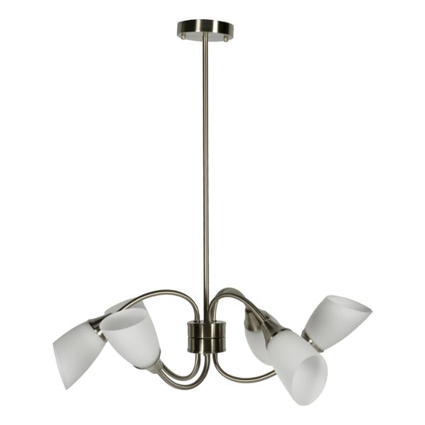 CANDIL COLGANTE CLÁSICO KALISI METAL NÍQUEL CEPILLADO 6 LUCES INCANDESCENTES