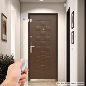 PUERTA EXTERIOR DE SEGURIDAD 16 PASADORES 96 X 213 CM IZQUIERDA EMBERO TIPO MADERA
