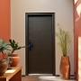 PUERTA EXTERIOR DE SEGURIDAD 13 PASADORES CON CERRADURA DIGITAL 96 X 213 CM DERECHA TIPO MADERA