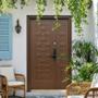 PUERTA EXTERIOR DE SEGURIDAD CON FIJO 18 PASADORES CERRADURA DIGITAL 120X213CM IZQUIERDA TIPO MADERA
