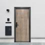 PUERTA EXTERIOR DE SEGURIDAD 13 PASADORES CON CERRADURA DIGITAL 96 X 213 CM DERECHA GRIS TIPO MADERA