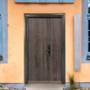 PUERTA EXTERIOR DE SEGURIDAD CON FIJO 15 PASADORES CON CERRADURA DIGITAL 120 X 213 CM IZQUIERDA GRIS