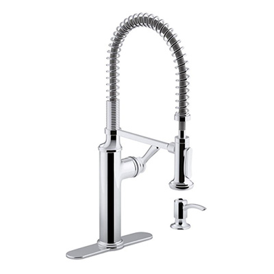 LLAVE PARA FREGADERO MONOMANDO CROMO MANERAL TIPO PALANCA 8" MANGUERA EXTRAÍBLE