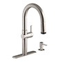 LLAVE PARA COCINA RUNE MONOMANDO MANDO EXTRAIBLE ACERO INOXIDABLE