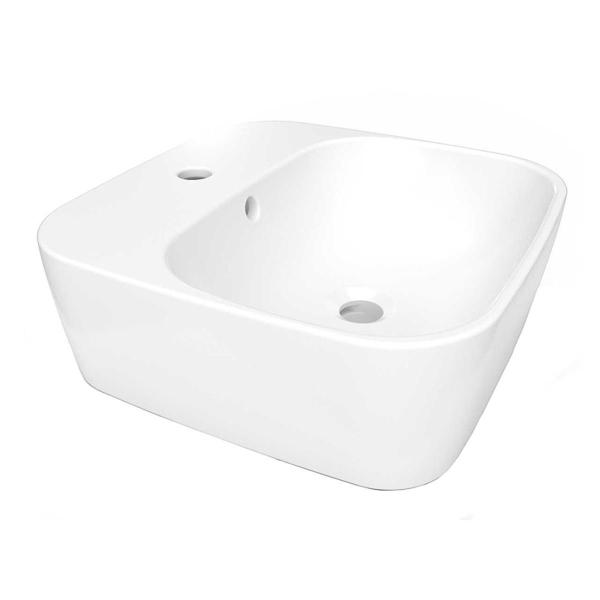 OVALÍN PARA BAÑO DE SOBREPONER BLANCO CUADRADO 40 X 14 CM CON REBOSADERO