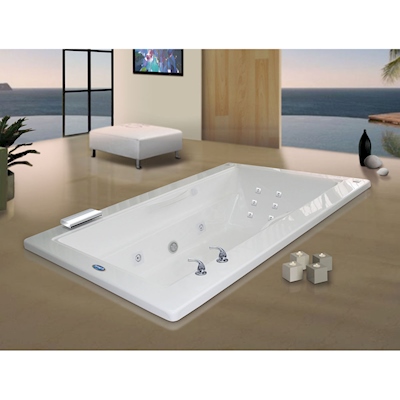 TINA DE BAÑO ART DECO DE LUJO DE SOBREPONER 240 L RECTANGULAR CON HIDROMASAJE