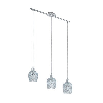 LÁMPARA COLGANTE MODERNO BONARES ACERO PLATA BRILLANTE 3 LUCES INCANDESCENTES