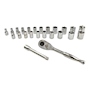 JUEGO DE DADOS Y MATRACA SAE Y MM CUADRO 1/4" METAL 24 PIEZAS