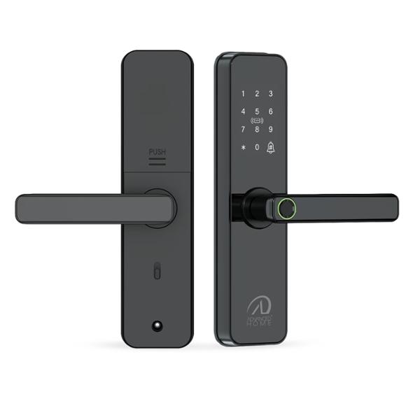 CERRADURA INTELIGENTE ADVANCED HOME WIFI REVERSIBLE NEGRO MATE METAL HUELLA Y CÓDIGO