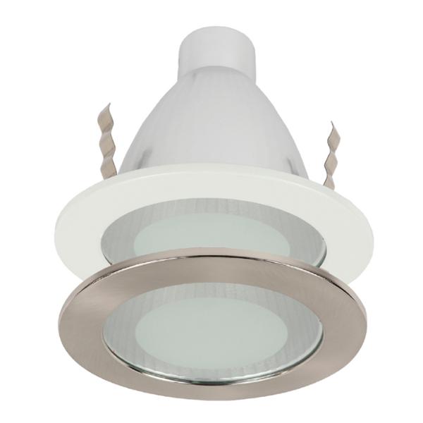 LÁMPARA DE TECHO EMPOTRABLE LED O CFL PARA TECHO REDONDA 5" 60 W NÍQUEL 4 PIEZAS