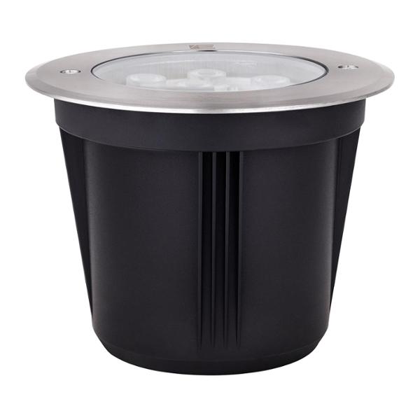LUZ DE PISO LED EMPOTRABLE IP67 EXTERIOR 16.8 X 13.5 CM 12 W GRIS CEPILLADO 1 PIEZA