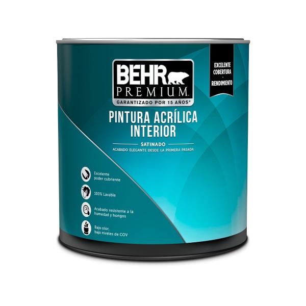 PINTURA BEHR PREMIUM SATINADO BASE BLANCA 932 ML