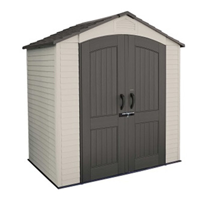 COBERTIZO DE ALMACENAMIENTO PARA EXTERIOR VERTICAL RESINA 7 X 4.5 PIES BEIGE