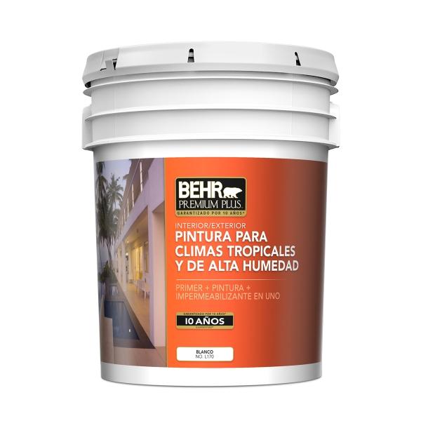 PINTURA BEHR PREMIUM PLUS PARA CLIMAS TROPICALES Y DE ALTA HUMEDAD BLANCO 18.6 L