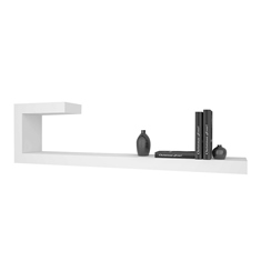 REPISA BASTÓN FLOTANTE SOPORTA HASTA 30 KG 110 X 30 X 16 CM 1 PIEZA MADERA BLANCO