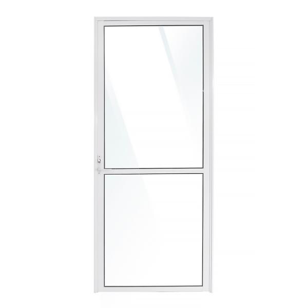 PUERTA EXTERIOR BATIENTE 90 X 210 CM DERECHA BLANCO ALUMINIO