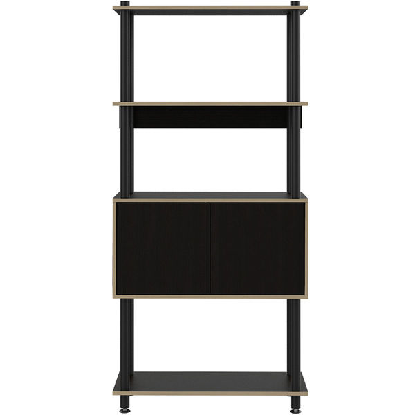 ESTANTE LIBRERO VERTICAL MDF 169.5 X 80 X 35 CM 4 NIVELES CON PUERTAS NEGRO DUNA