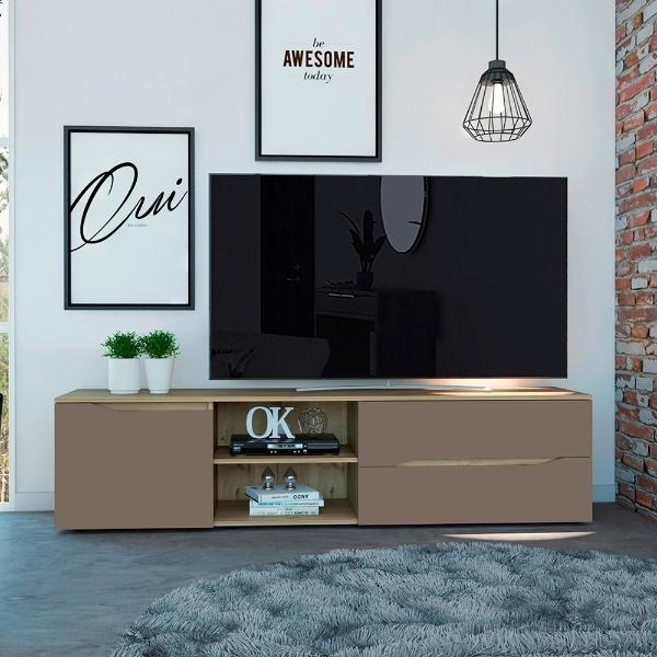 MUEBLE PARA TV PARA 60 PULGADAS MELAMINA BEIGE 180 X 42 X 45 CM