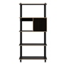 ESTANTE LIBRERO VERTICAL MDF 169.5 X 80 X 35 CM CON PUERTAS NEGRO 5 COMPARTIMENTOS