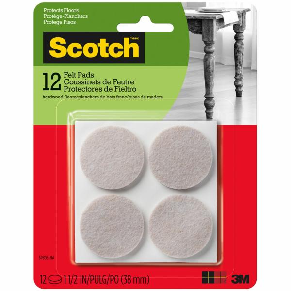 FIELTROS REDONDOS SCOTCH, BEIGE, 38 MM, 12 UND