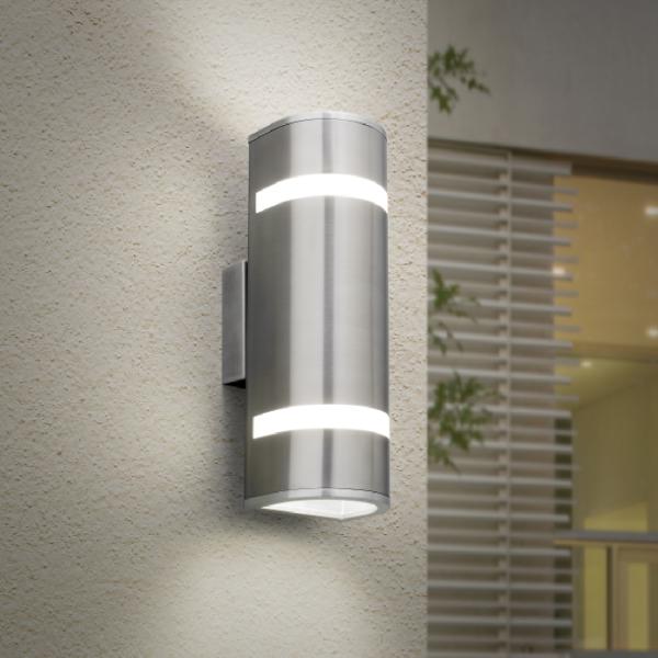 ARBOTANTE DE MURO LED DE CONEXIÓN 40W 2 FOCOS RESISTENTE A LA INTEMPERIE NÍQUEL