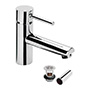 LLAVE PARA LAVABO MONOMANDO CROMO A LAVABO CUELLO BAJO CON CONTRA DE REJILLA