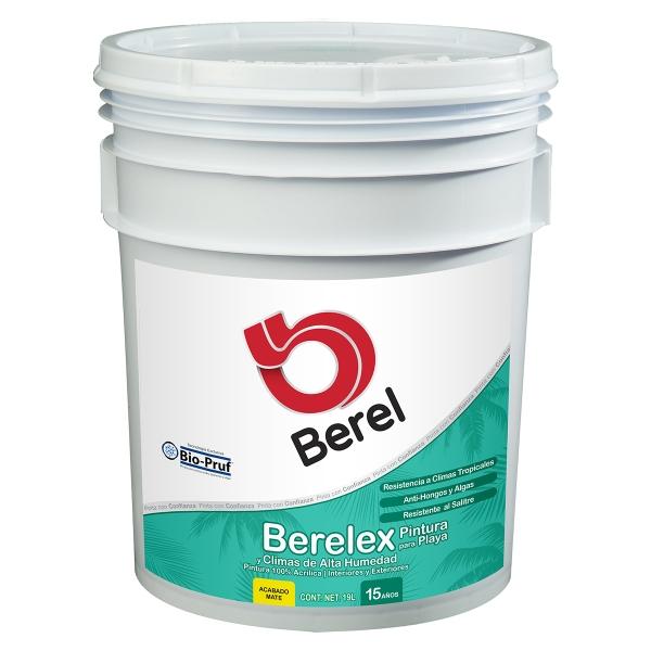 PINTURA BEREL BERELEX PARA PLAYA VINIL ACRÍLICA INTERIOR/EXTERIOR 19L COLOR BLANCO MATE