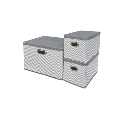 SET DE 3 CAJAS PARA ALMACENAMIENTO GRIS GREKA MULTI TAMAÑO