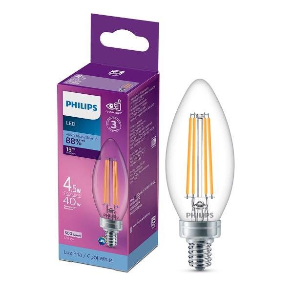 FOCO LED E12 VELA B11 LUZ FRÍA 4.5 W / 40 W 1 PIEZA
