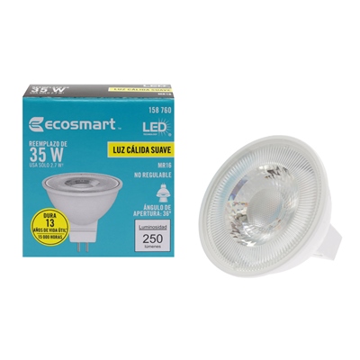 FOCO LED GU5.3 MR16 LUZ CÁLIDA 2.7 W / 35 W 1 PIEZA