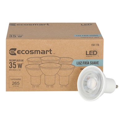 FOCO LED GU10 MR16 LUZ FRÍA 2.7 W / 35 W 6 PIEZAS