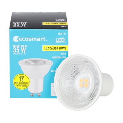 FOCO LED GU10 MR16 LUZ CÁLIDA 2.7 W / 35 W 1 PIEZA