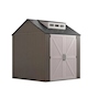 COBERTIZO DE ALMACENAMIENTO PARA EXTERIOR VERTICAL RESINA 7 X 7 PIES MARRON GRIS BEIGE