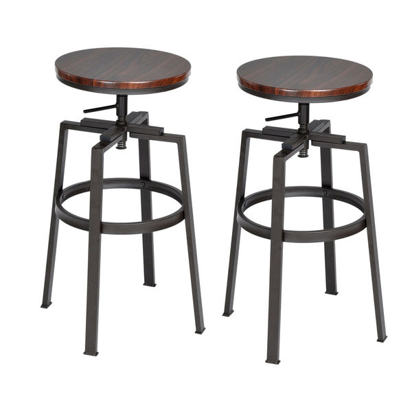 BANCO DESAYUNADOR GIRATORIO MDF Y METAL NOGAL 75 CM INDUSTRIAL CON DESCANSAPIÉS