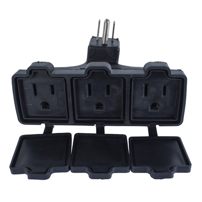 MULTICONTACTO DE 3 ENTRADAS PARA EXTERIORES 17 X 7 X 22 CM NEGRO IUSA