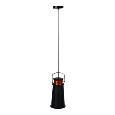 LÁMPARA COLGANTE VINTAGE DE METAL NEGRO MATE Y COBRE 1 LUZ