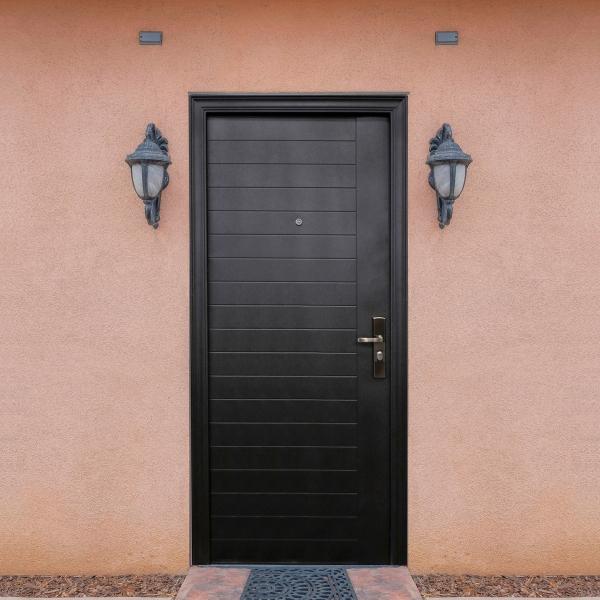PUERTA EXTERIOR DE SEGURIDAD 11 PASADORES 96 X 213 CM IZQUIERDA NEGRA