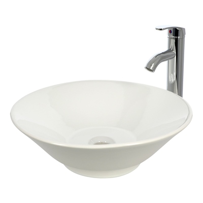 OVALÍN PARA BAÑO DE SOBREPONER BLANCO REDONDO 43.2 X 43.2 X 14 CM CON MONOMANDO