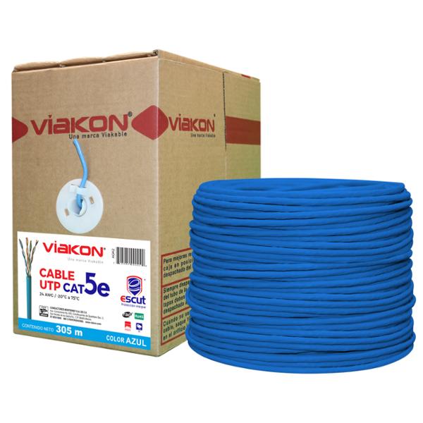CABLE UTP ESCUT 4P CAT5E AZ 305M VIAKON