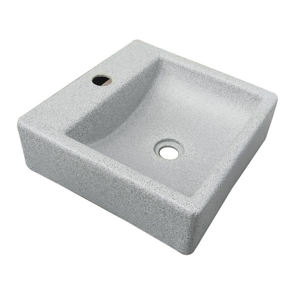 LAVABO PARA BAÑO GRIS CUADRADO 34 X 34 CM PARA MONOMANDO