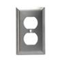 PLACA PARA CONTACTO DECORATIVA DÚPLEX DE ACERO INOXIDABLE COLOR PLATA