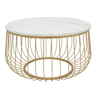 MESA CENTRO DECORATIVA MDF Y METAL 60 X 37 CM BLANCO
