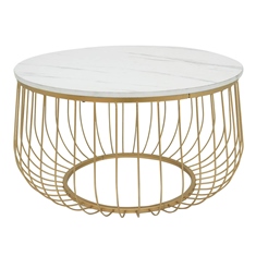MESA CENTRO DECORATIVA MDF Y METAL 60 X 37 CM BLANCO