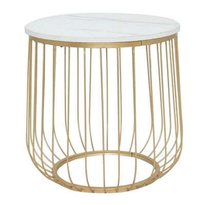 MESA LATERAL AUXILIAR MDF Y METAL 39 X 39 X 42 CM BLANCO