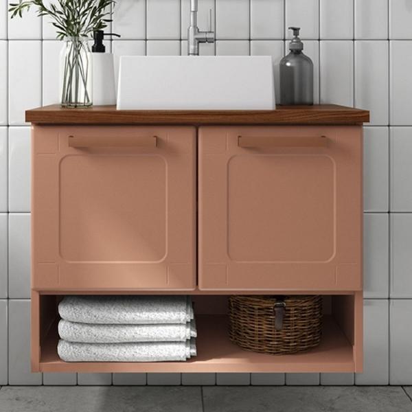MUEBLE PARA BAÑO FLOTANTE BARCLAY 28" TERRACOTA ACERO CON LAVABO