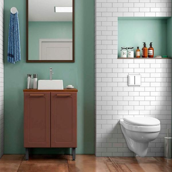 MUEBLE PARA BAÑO DE PISO LONDON 28" TERRACOTA ACERO CON LAVABO