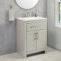 MUEBLE PARA BAÑO A PISO CLADY 24" GRIS HUMO TERMOFORMADO CON LAVABO SUPERFICIE SÓLIDA SILVER ASH