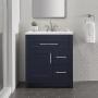 MUEBLE PARA BAÑO DE PISO CLADY 30" AZUL MDF TERMOFORMADO CON LAVABO SUPERFICIE SÓLIDA SILVER ASH