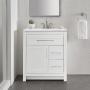 MUEBLE PARA BAÑO DE PISO CLADY 30" BLANCO TERMOFORMADO CON LAVABO SUPERFICIE SÓLIDA SILVER ASH